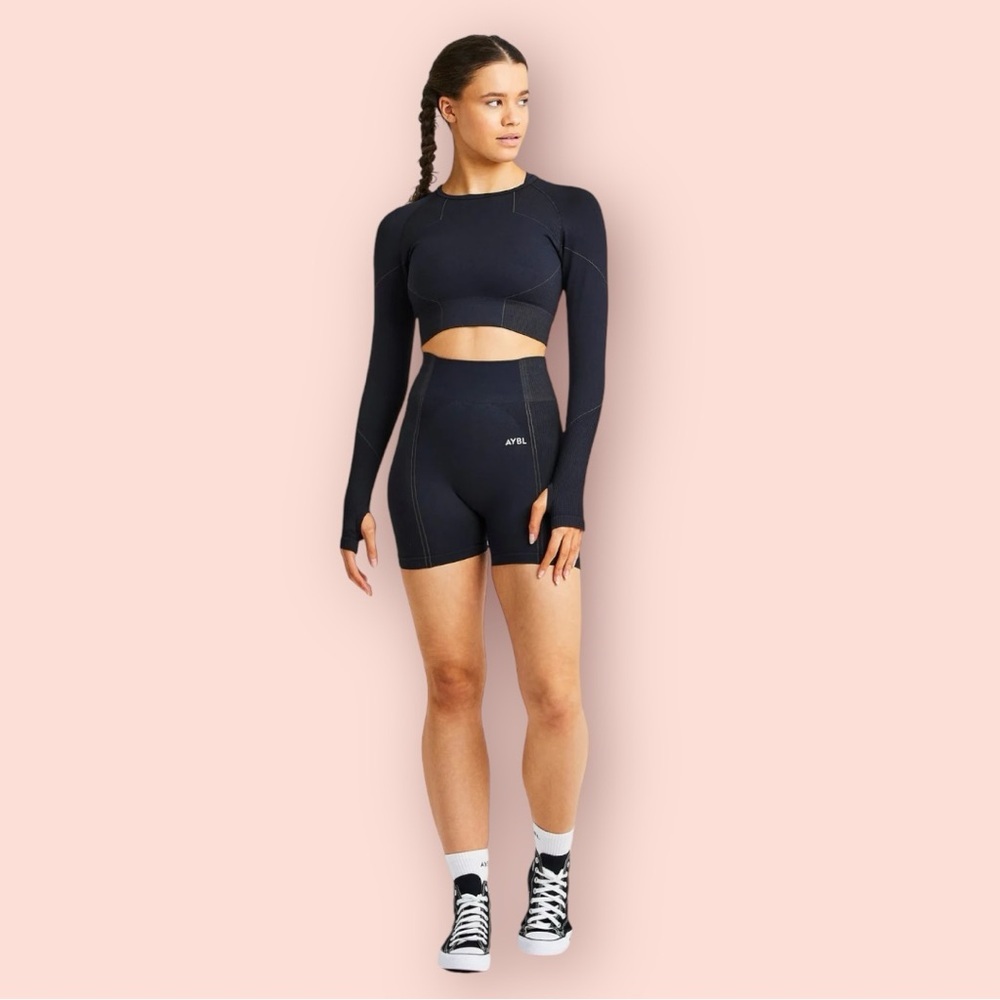 AYBL Black High-Waist Athletic Bike Shorts
